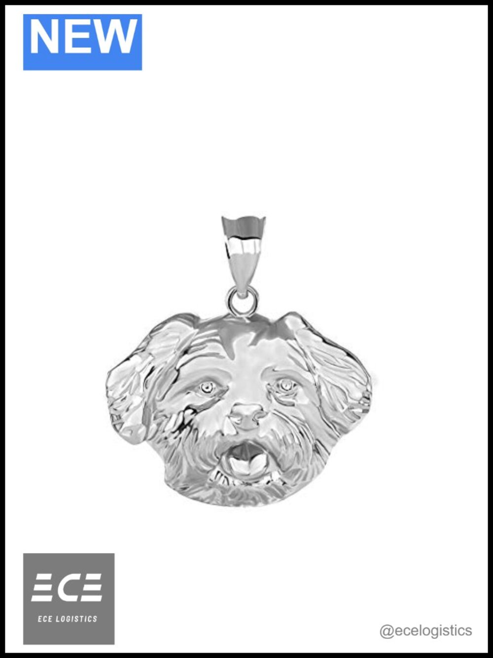 Sterling Silver Maltese Dog Puppy Head Charm Pendant
